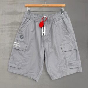NEW AAPE BY A BATHING APE Moonface Woven Cargo Shorts Grey‎ Elastic Waist Large